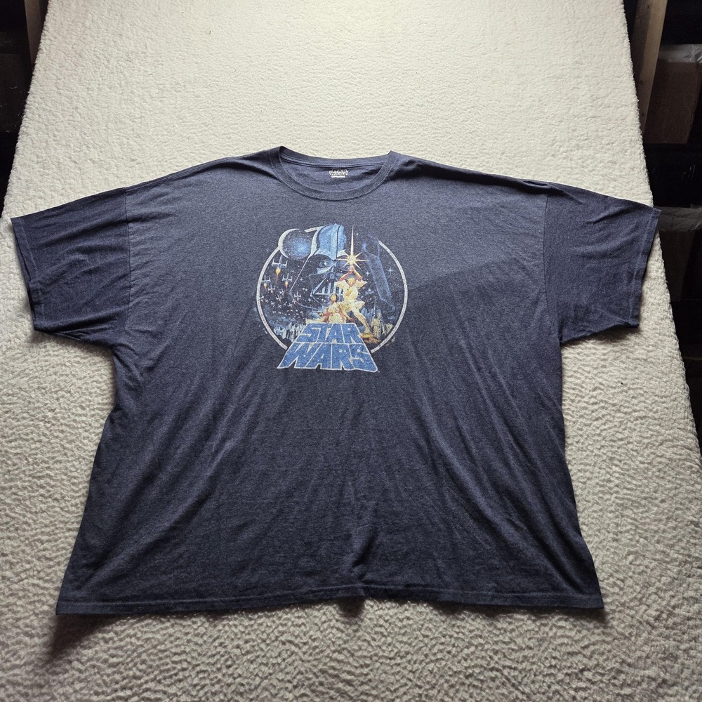 Star Wars Shirt Mens 6XL Blue Darth Vader Luke Leia Graphic Tee Tagless Big Tall